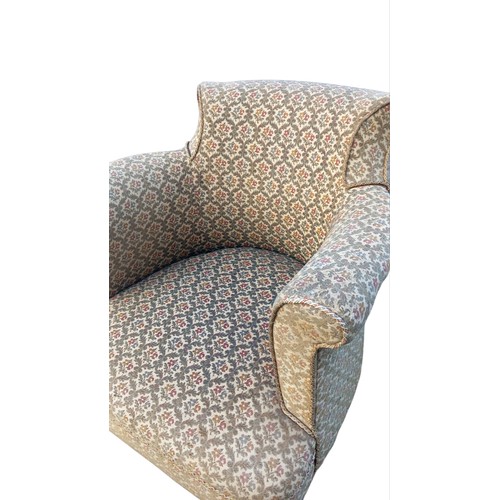 341 - VIC TAPESTRY TUB CHAIR ON CASTORS