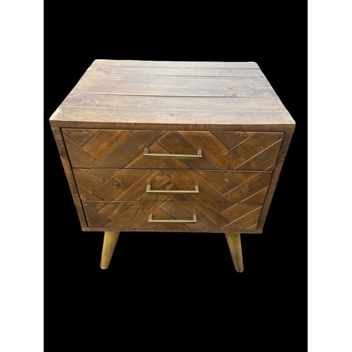 346 - A NEW NATURAL WOOD FINISH 3 DRAWER CHEST 21.5X15.5X26