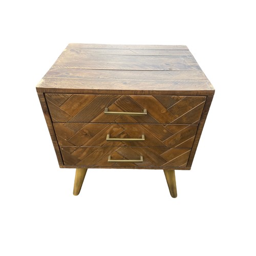 346 - A NEW NATURAL WOOD FINISH 3 DRAWER CHEST 21.5X15.5X26