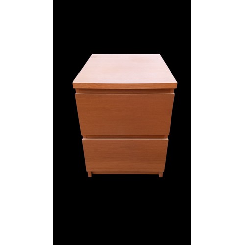 351 - AN OAK FINISHED 2 DRAWERED BEDSIDE