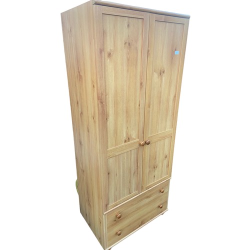 356 - PINE DOUBLE ROBE WITH DRAWERS