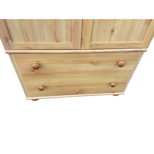 356 - PINE DOUBLE ROBE WITH DRAWERS