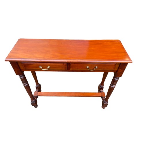 369 - A TALL MAHOGANY 2 DRAWER CONSOL TABLE