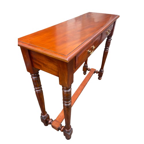 369 - A TALL MAHOGANY 2 DRAWER CONSOL TABLE