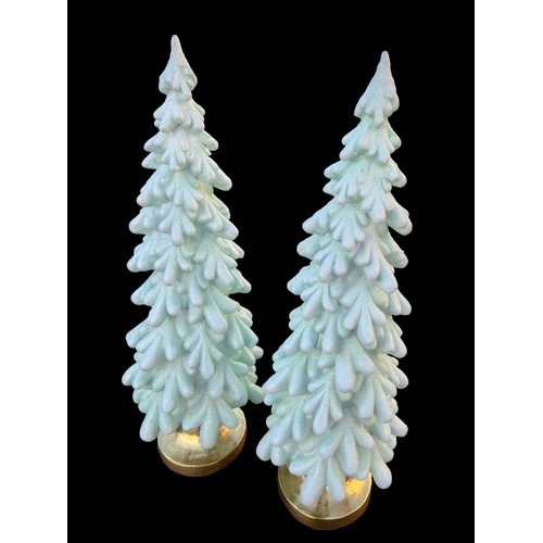 383 - 2 LARGE XMAS TREES DECORATIONS ON GILT BASE 16