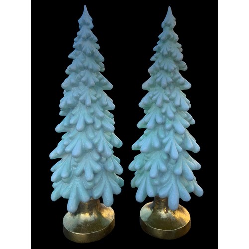 383 - 2 LARGE XMAS TREES DECORATIONS ON GILT BASE 16