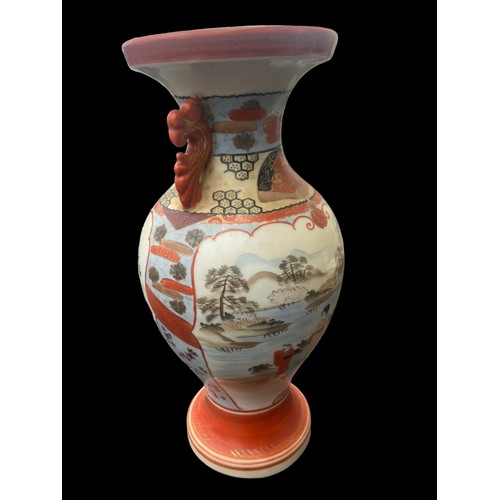 385 - A HAND PAINTED ORIENTAL VASE MARKINGS TO BASE