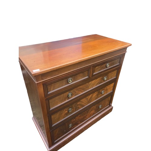 392 - AN ANTIQUE FLAME MAHOGANY 2 OVER 3 CHEST OF DRAWERS