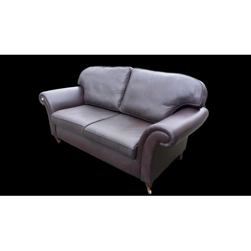 401 - BROWN LEATHER 3 SEATER