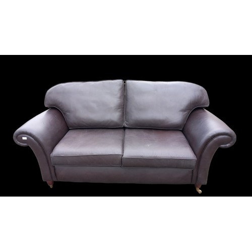 401 - BROWN LEATHER 3 SEATER