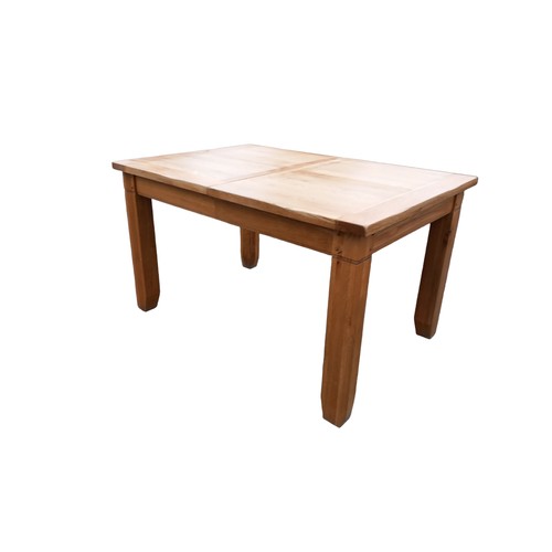 393 - A SOLID OAK EXTENDING DINING TABLE MEASURES