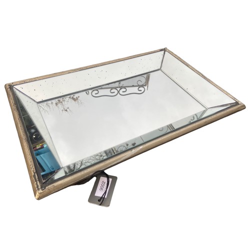 314 - A NEW GREY TRIMMED MIRRORED TRAY 19X13