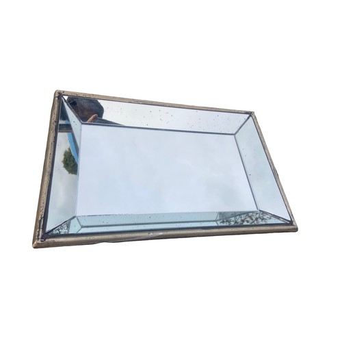 314 - A NEW GREY TRIMMED MIRRORED TRAY 19X13