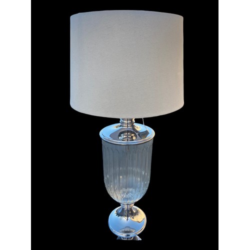 636 - A NEW CHROME AND GLASS TABLE LAMP WITH SHADE