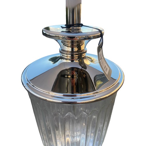 636 - A NEW CHROME AND GLASS TABLE LAMP WITH SHADE