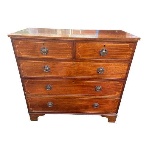 640 - A BEAUTIFULLY INLAID GEORGIAN MAHOGANY 2/3 CHEST OF DRAWERS