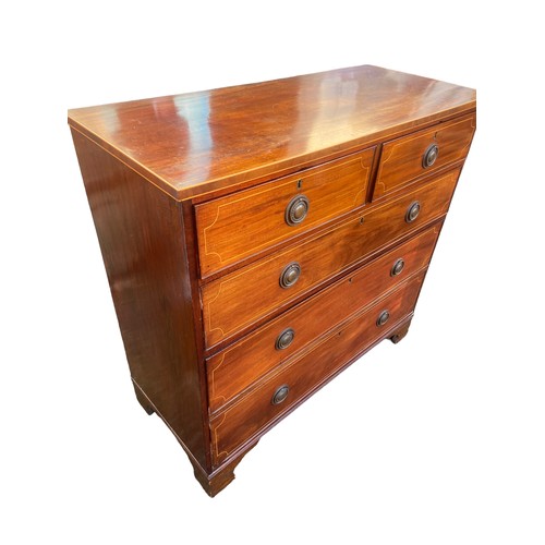 640 - A BEAUTIFULLY INLAID GEORGIAN MAHOGANY 2/3 CHEST OF DRAWERS