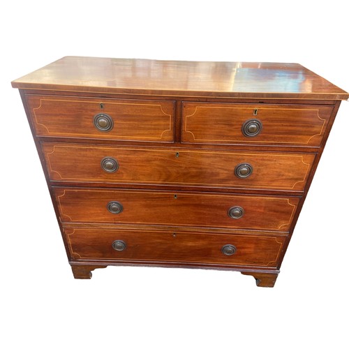 640 - A BEAUTIFULLY INLAID GEORGIAN MAHOGANY 2/3 CHEST OF DRAWERS