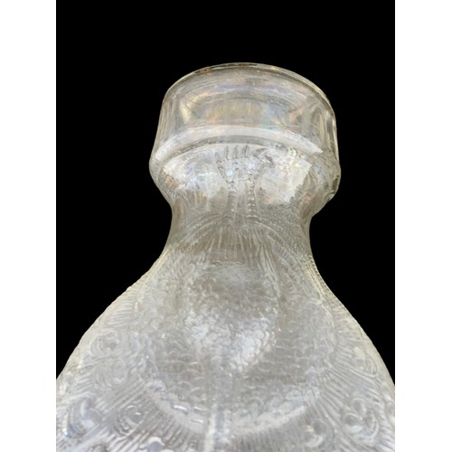 702 - AN ANTIQUE FROSTED GLASS CARAFE AND GLASS