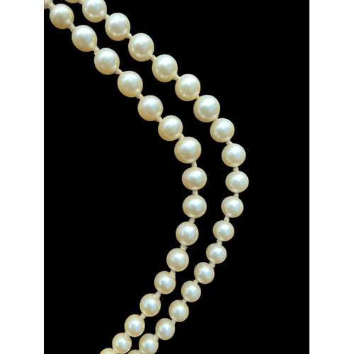 209A - A SILVER MARCASITE CATCH DOUBLE STRING OF PEARLS