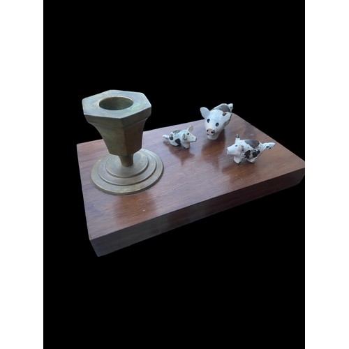 40 - UNUSUAL COLD PAINTED PIG CANDLESTICK