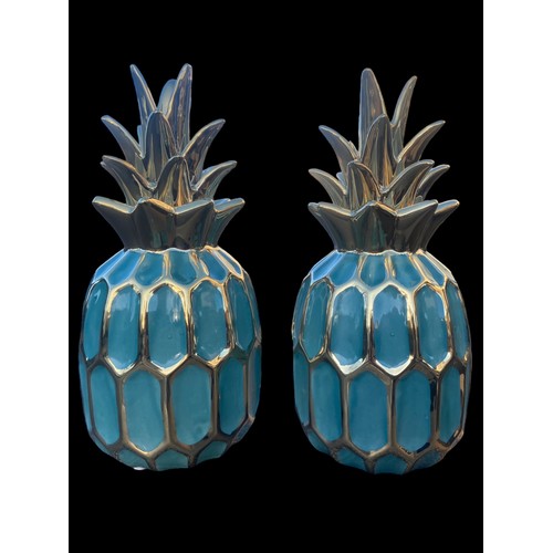 46 - A PAIR OF NEW TURQUOISE AND GOLD PINE APPLES 10