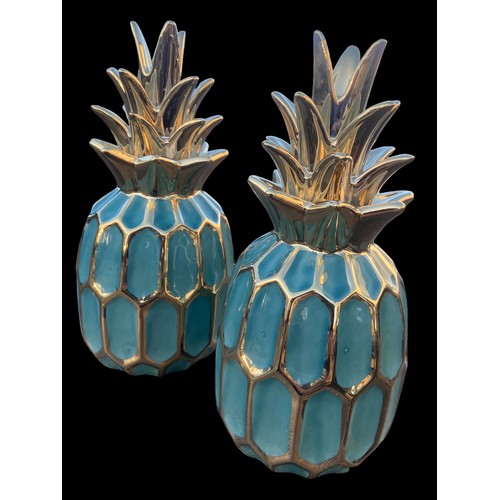 46 - A PAIR OF NEW TURQUOISE AND GOLD PINE APPLES 10