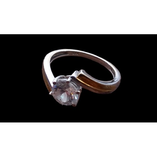 176 - SILVER 2 TONE SOLITAIRE RING