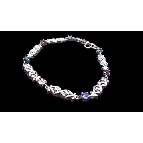 192 - A SWAROSKI CRYSTAL & SILVER BRACELET