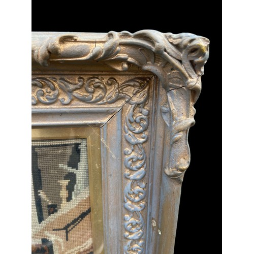 57 - AN ANTIQUE TAPESTRY IN AN ORNATE ANTIQUE GILT FRAME MEASURES 35 x 28.5