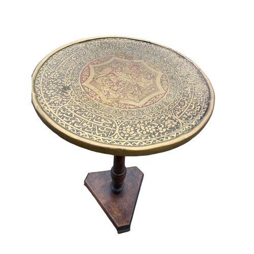 112 - INDIAN BRASS TOP TABLE