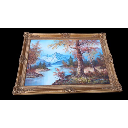 81 - ORNATE GILT FRAMED OILAGRAM SIGNED 42x30