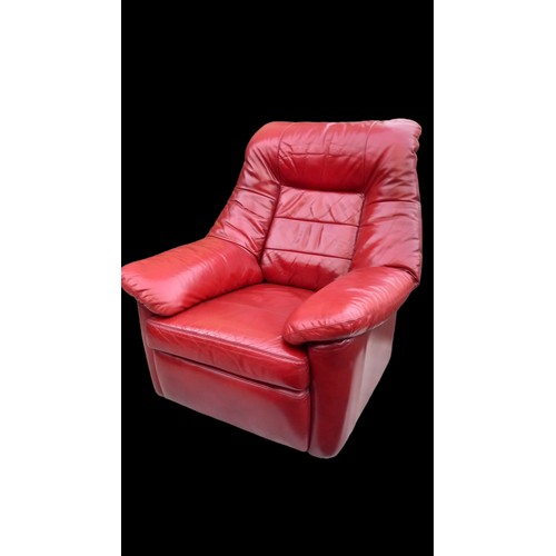 94 - RETRO STYLE RED LEATHER ARMCHAIR