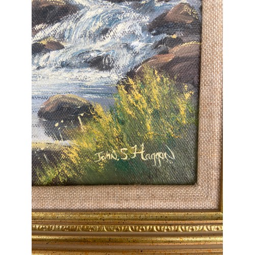 96 - AN OIL ON CANVAS IN ORNATE GILT FRAME BY JOHN S HAGGAN 17X15