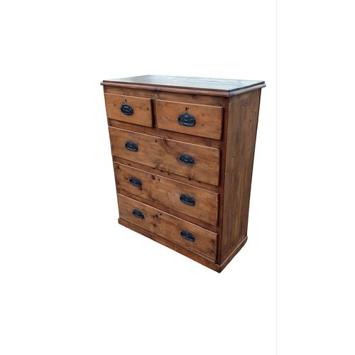 118 - AN ANTIQUE PINE CHEST OF 2 OVER 3 DRAWERS