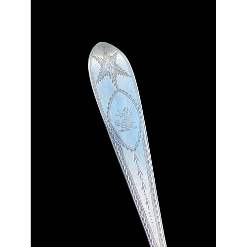 195 - BRIGHT CUT IRISH SILVER SPOON BY GIBSON 62.58grm