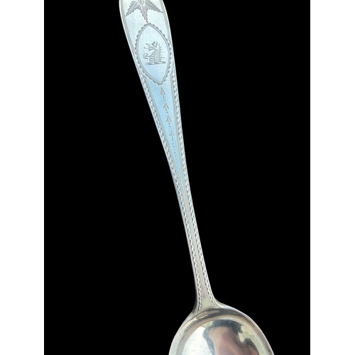 195 - BRIGHT CUT IRISH SILVER SPOON BY GIBSON 62.58grm