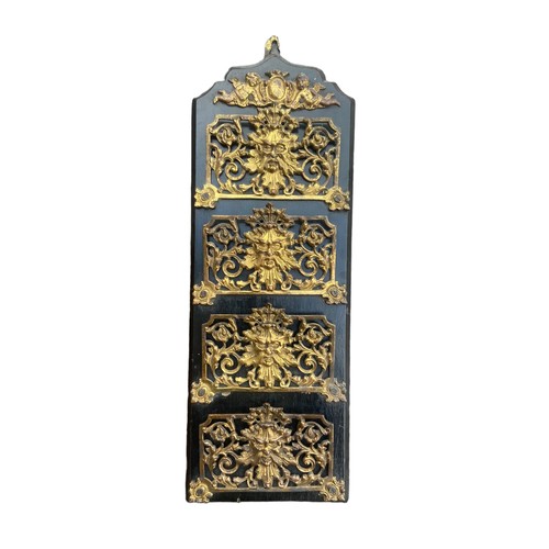 220 - AN ORNATE 4 LEVEL BRASS LETTER RACK WITHV CHERUBS TO TOP  APPROX 14.5