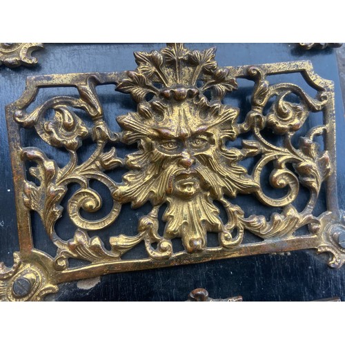 220 - AN ORNATE 4 LEVEL BRASS LETTER RACK WITHV CHERUBS TO TOP  APPROX 14.5