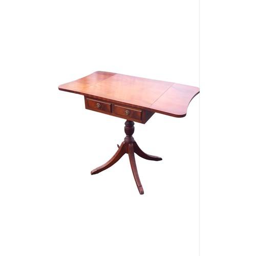 261 - MAHOGANY 2 DRAWER DROP LEAF PEDESTAL TABLE