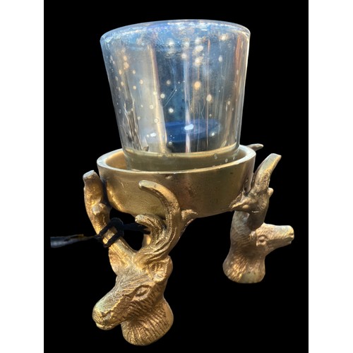 278 - A NEW CHROMED AND BRASS FINISH STAG TEALIGHT HOLDER 4