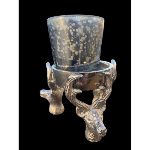 278 - A NEW CHROMED AND BRASS FINISH STAG TEALIGHT HOLDER 4