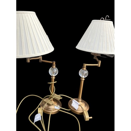 222 - PAIR OF ORNATE BRASS SWIVEL TABLE LAMPS