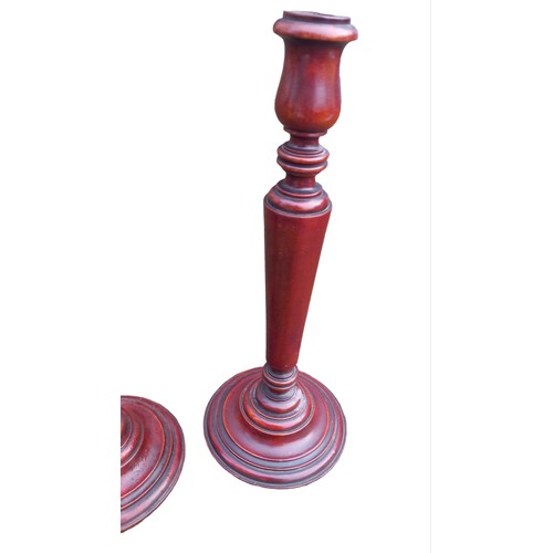 260 - PAIR OF WOODEN CANDLE STICKS