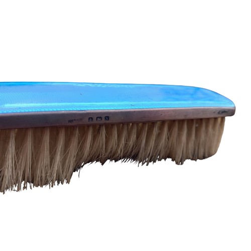 386 - BIRMINGHAM SILVER CLOTHES BRUSH WITH BLUE ENAMEL  FINISH