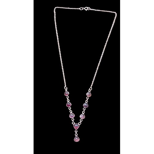 392 - AN UNUSAL SILVER PINK STONE NECKLACE