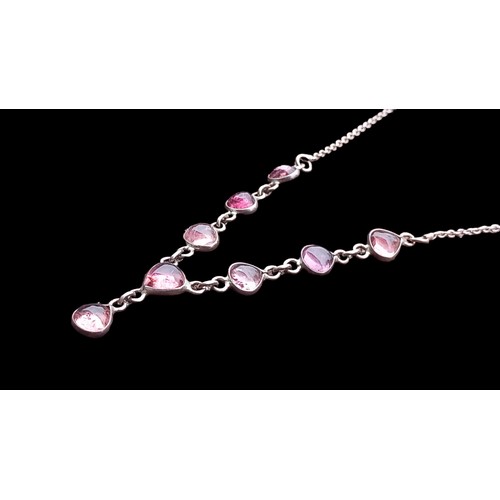 392 - AN UNUSAL SILVER PINK STONE NECKLACE