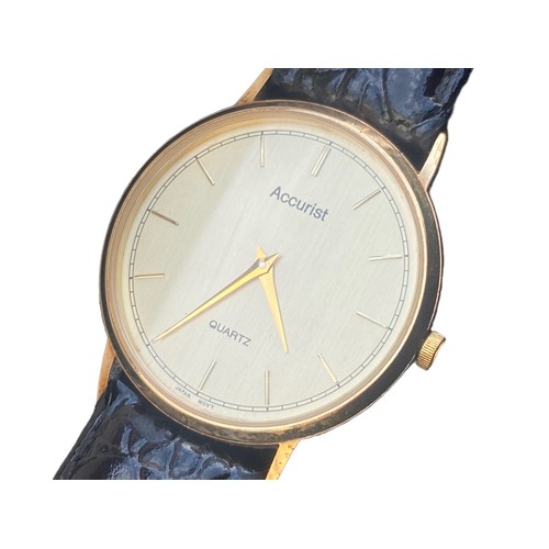 409 - A BEAUTIUFL 9CT QUARTZ MOVEMENT ACCURIST WATCH IN ITS ORIGINAL BOX & STRAP