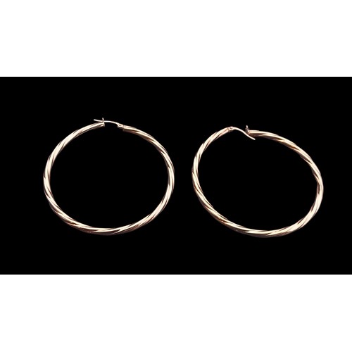 428 - A PAIR OF 9ct GOLD LARGE HOOP EARRINGS 3.1grm