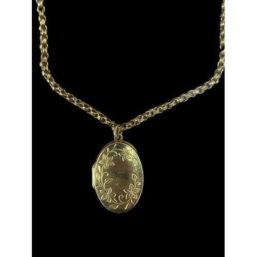 455 - A STUNNING ORNATE 9CT GOLD LOCKET ON A VERY GOLD FANCY LINK ANTIQUE 9CT GOLD CHAIN